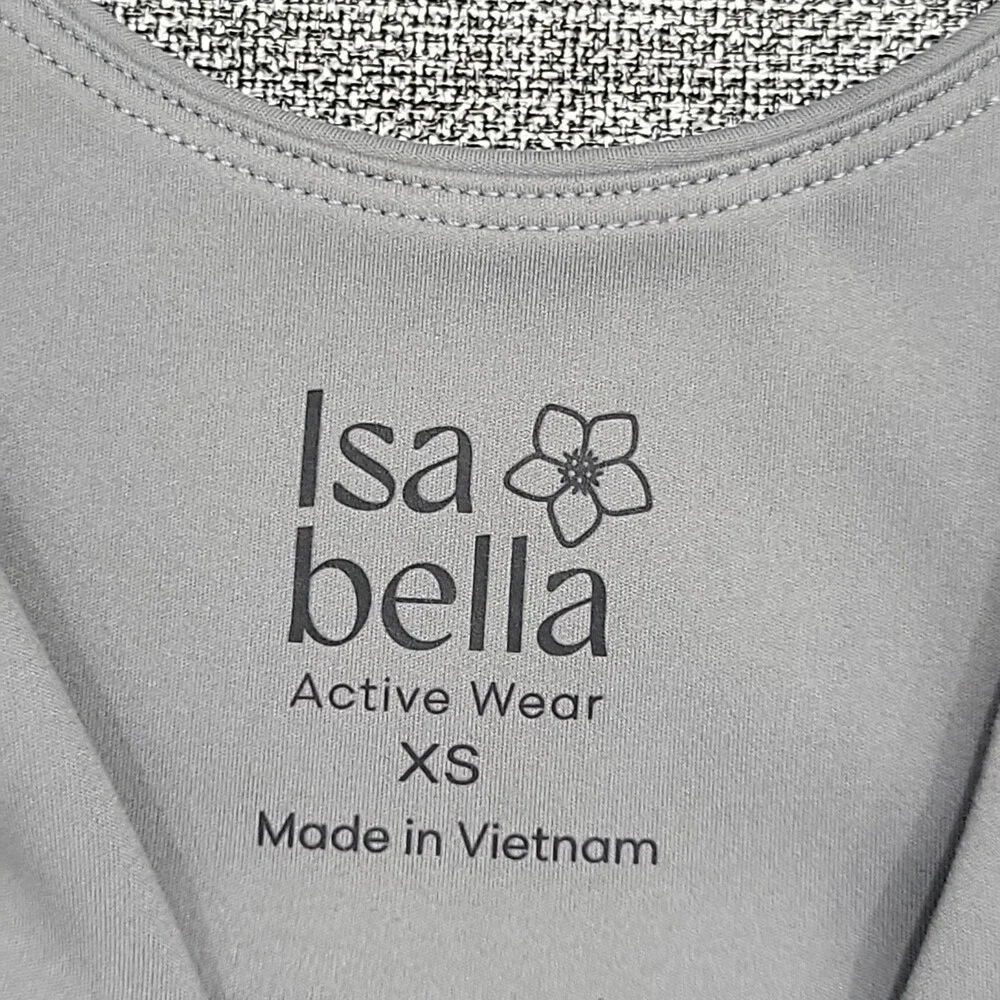 Isabella Womens Gray Moisture Wicking UV Protection Sports Bra Size XS